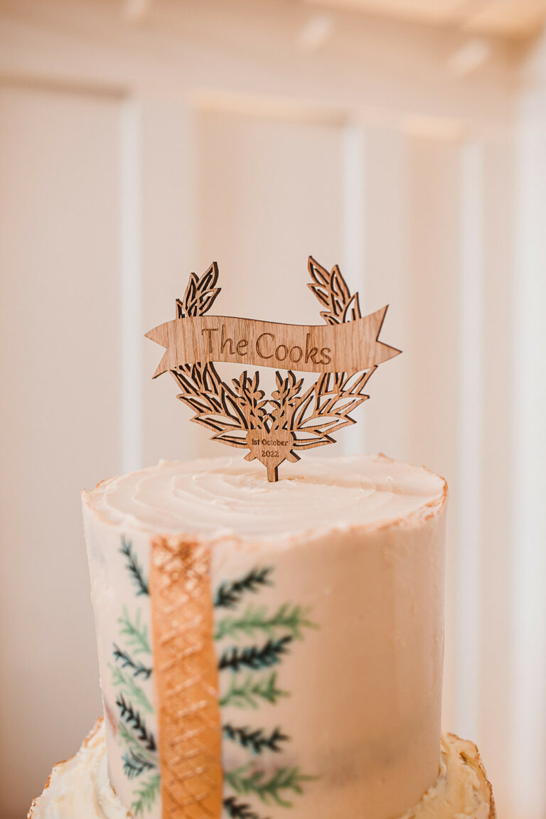 Maya + Adam wedding cake made by the Sass & Belle with topper